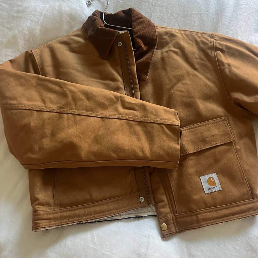 Carhartt Corduroy Brown and canvas Jacket cropped